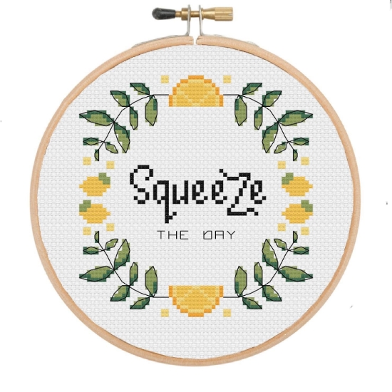 Picture of Squeeze The Day 6" Cross Stitch Kit by Sew Sophie Crafts