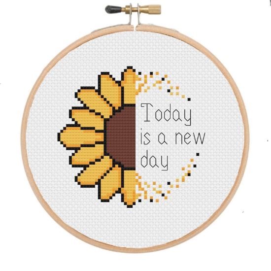 Picture of Today is a New Day 6" Cross Stitch Kit - Sunflower by Sew Sophie Crafts