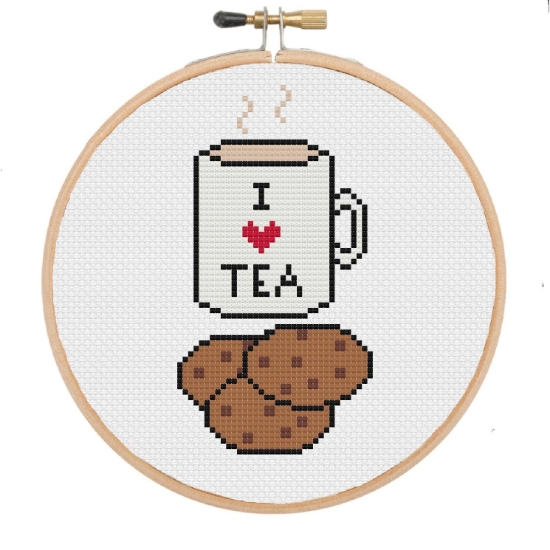 Picture of I Heart Tea 6" Cross Stitch Kit by Sew Sophie Crafts