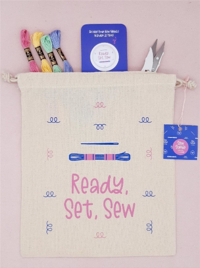 Picture of Cross Stitch Project Bag - "Ready Set Sew"