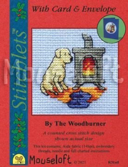 Picture of Mouseloft "Dog By The Woodburner" Christmas Cross Stitch Kit With Card