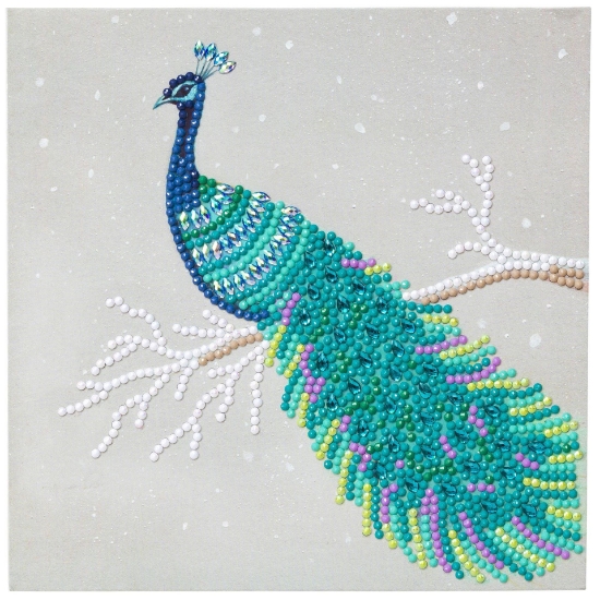 Picture of Pretty Peacock , 18x18cm Crystal Art Card