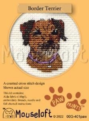 Picture of Mouseloft "Border Terrier" Paw Prints Cross Stitch Kit
