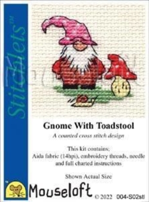 Picture of Mouseloft "Gnome With Toadstool" Stitchlets Cross Stitch Kit