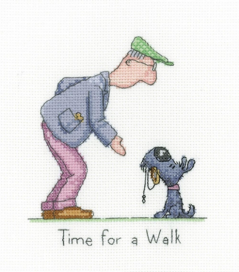 Picture of Time for a Walk - 14 ct Aida Golden Years Cross Stitch Kit