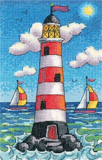 Picture of Lighthouse by Day - 14ct Aida By The Sea Karen Carter Cross Stitch Kit