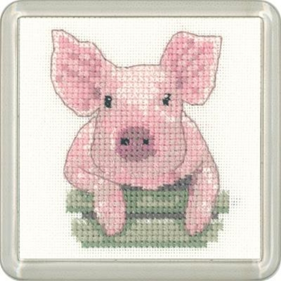 Picture of Pig - Little Friends Coaster Cross Stitch Kit