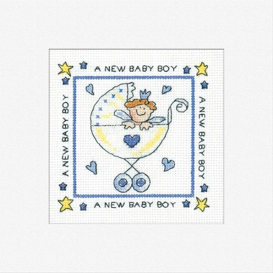 Picture of New Baby Boy Card - 14ct Cross Stitch Card Kit