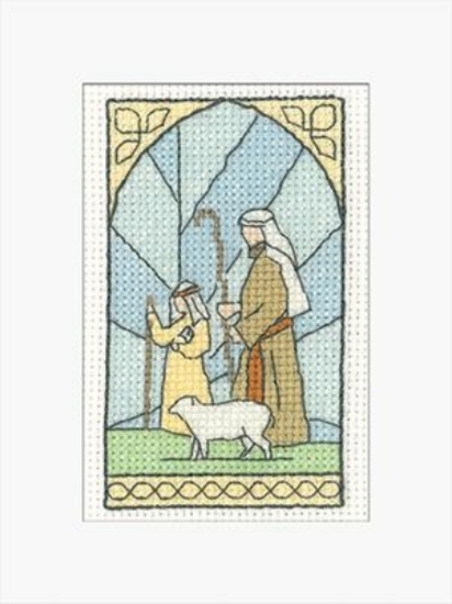 Picture of Shepherds - Stained Glass Christmas Card Cross Stitch Kit
