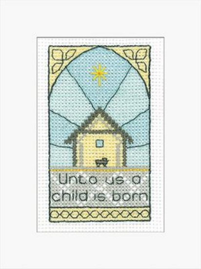 Picture of A Child is Born - Stained Glass Christmas Card Cross Stitch Kit