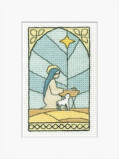 Picture of In the Stable - Stained Glass Christmas Card Cross Stitch Kit