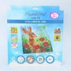 Picture of Set of 6 Springtime Designs - Spring Chicks, Little Lamb, Pig on the Fence, Wild poppies and the Hare, Cockerel in the Field and Cat amongst the Flowers, 18x18cm Crystal Art Card