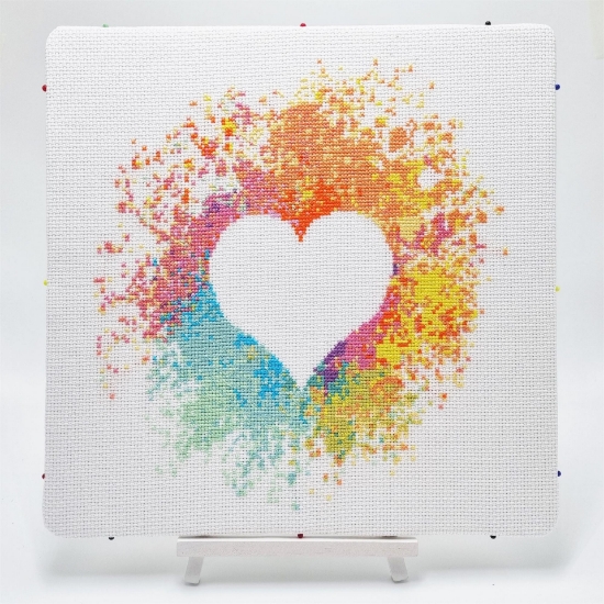 Picture of Watercolour Heart Cross Stitch Kit by Meloca Designs