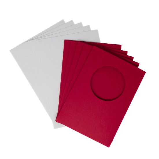 Picture of Round Aperture A6 Cards - Red (Pack Of 5)