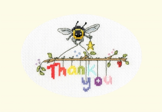 Picture of Bee-ing Thankful Greetings Card Cross Stitch Kit by Bothy Threads