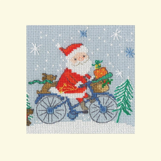 Picture of Delivery By Bike Christmas Card Cross Stitch Kit by Bothy Threads