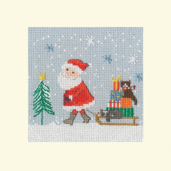Picture of Delivery By Sledge Christmas Card Cross Stitch Kit by Bothy Threads