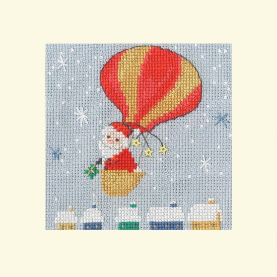 Picture of Delivery By Balloon Christmas Card Cross Stitch Kit by Bothy Threads