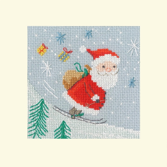 Picture of Delivery By Skis Christmas Card Cross Stitch Kit by Bothy Threads