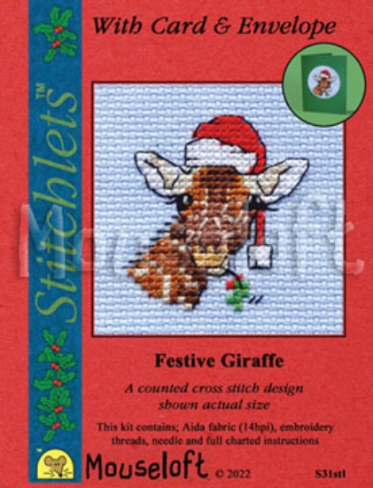 Picture of Mouseloft "Festive Giraffe" Christmas Cross Stitch Kit With Card