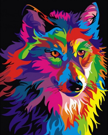 Picture of Wolf Pop Art Printed Cross Stitch Kit by Figured Art