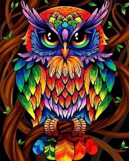 Picture of Colorful Owl Printed Cross Stitch Kit by Figured Art