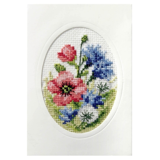 Picture of Poppies - Printed Cross Stitch Card Kit by Orchidea