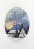 Picture of Moonlit Cottage - Printed Cross Stitch Christmas Card Kit by Orchidea