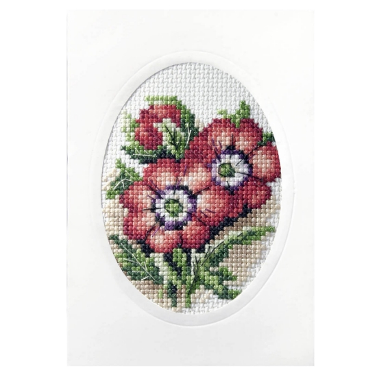 Picture of Anemones - Printed Cross Stitch Card Kit by Orchidea