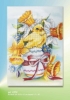 Picture of Easter Chick with Easter Egg and Daffodils - Printed Cross Stitch Easter Card Kit by Orchidea
