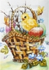 Picture of Easter Chick in a Basket - Printed Cross Stitch Easter Card Kit by Orchidea