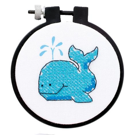 Picture of Stamped Cross Stitch Kit with Hoop: Learn-a-Craft: The Whale