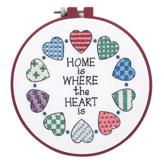 Picture of Stamped Cross Stitch Kit with Hoop: Learn-a-Craft: Home and Heart
