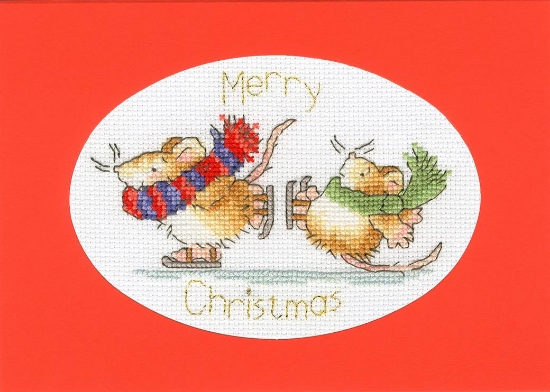 Picture of Mice On Ice - Christmas Card Cross Stitch Kit by Bothy Threads