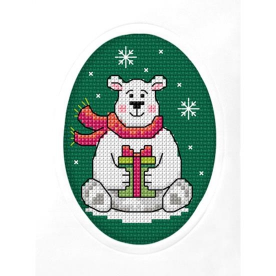 Picture of Polar Bear - Cross Stitch Christmas Card Kit by Orchidea