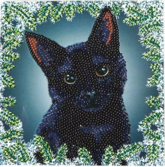 Picture of Christmas Cat , 18x18cm Crystal Art Card