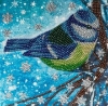 Picture of Festive Bluetit Bird , 18x18cm Crystal Art Card