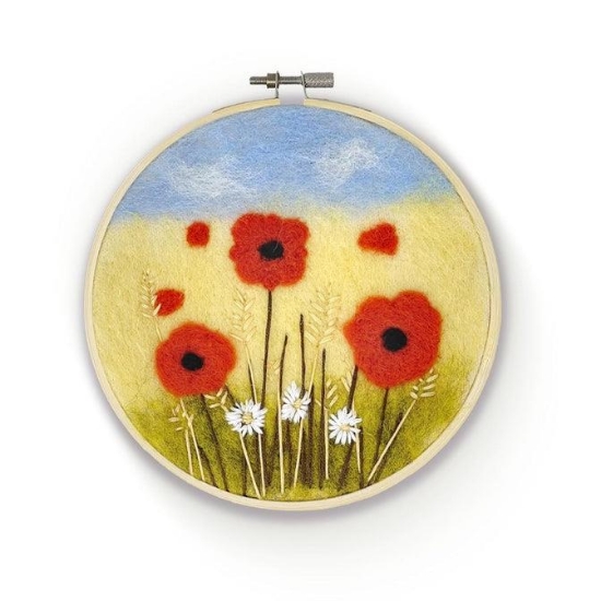 Picture of Poppies in a Hoop Needle Felting Kit