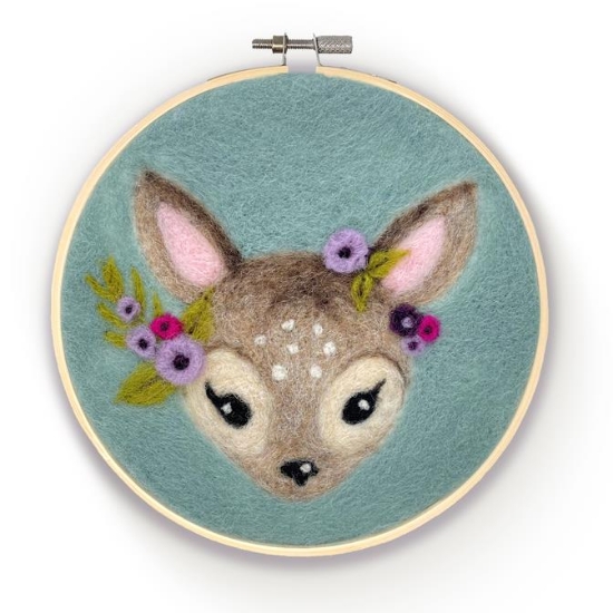 Picture of Floral Fawn in a Hoop Needle Felting Kit