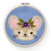 Picture of Floral Mouse in a Hoop Needle Felting Kit