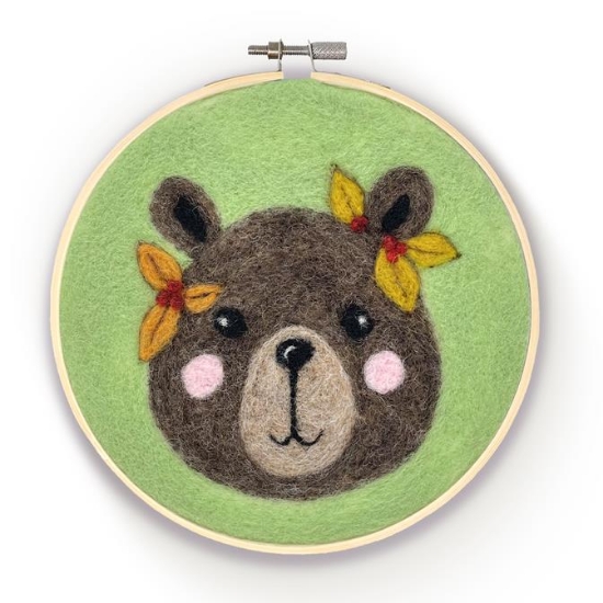 Picture of Floral Bear in a Hoop Needle Felting Kit