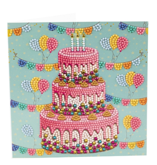 Picture of Birthday Cake , 18x18cm Crystal Art Card