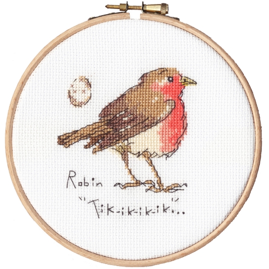 Picture of Little Robin (Madeleine Floyd) Cross Stitch Kit with Hoop by Bothy Threads
