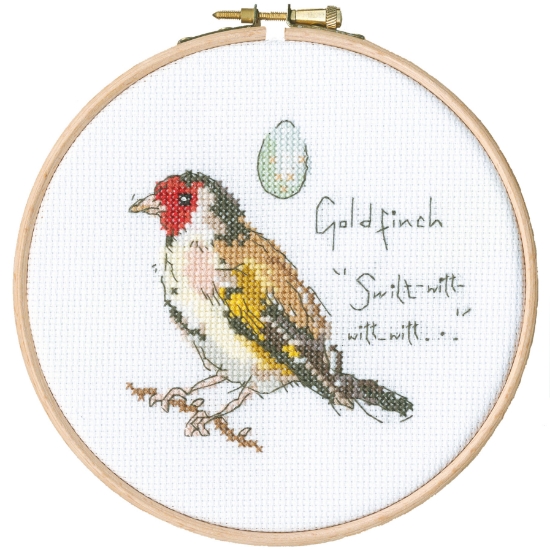 Picture of Little Goldfinch (Madeleine Floyd) Cross Stitch Kit with Hoop by Bothy Threads