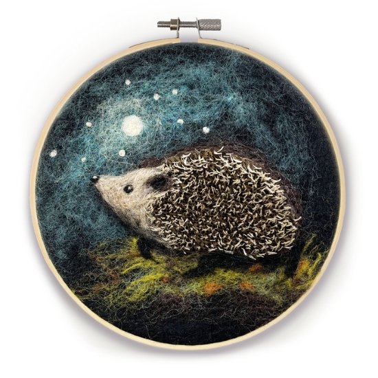 Picture of Hedgehog in a Hoop Needle Felting Kit