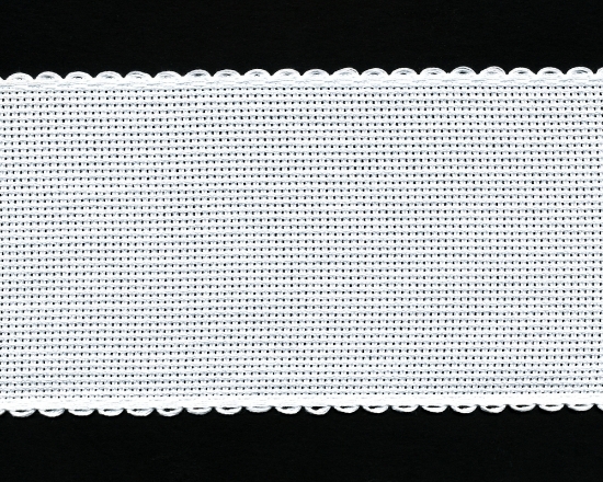 Picture of Offcuts Zweigart Aida Band 8cm/3.25 Inch Wide White with a Scalloped Edging (Multiple Sizes)