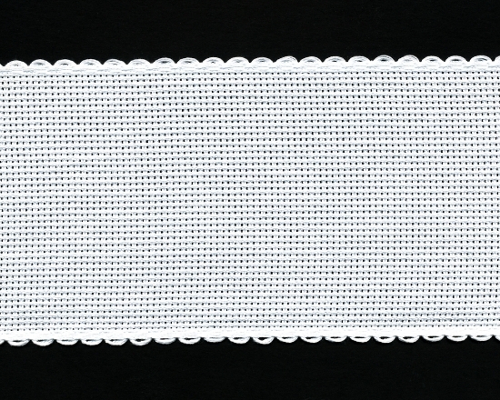 Picture of Offcuts Zweigart Aida Band 8cm/3.25 Inch Wide White with a Scalloped Edging (Multiple Sizes)