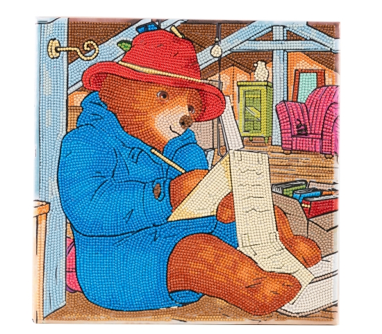 Picture of Paddington "Writing a Letter" 30cm x 30cm Crystal Art Framed Canvas