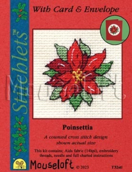 Picture of Mouseloft "Poinsettia" Christmas Cross Stitch Kit With Card