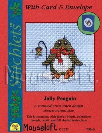 Picture of Mouseloft "Jolly Penguin" Christmas Cross Stitch Kit With Card